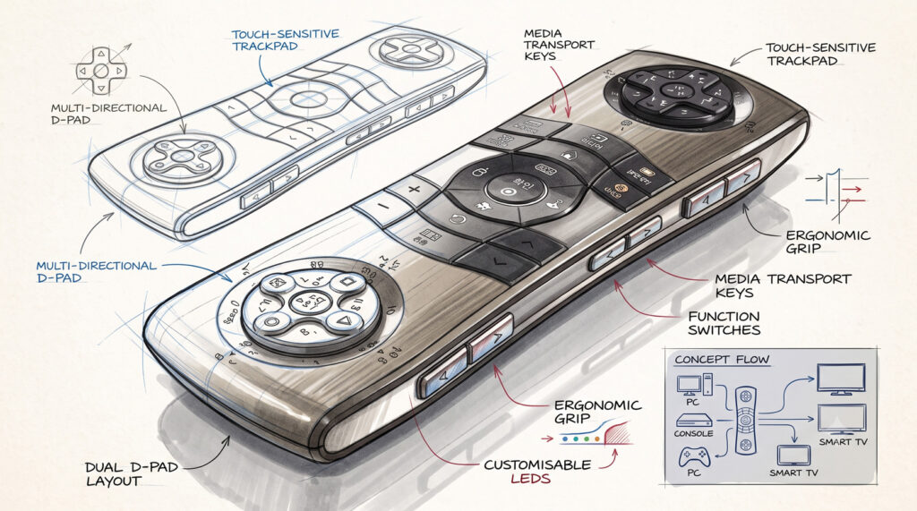 remote controller concept sketch marker rendering