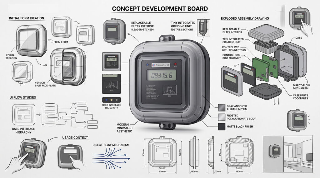 electricity meter 2 전력량계 제품디자인 콘셉트 스케치와 마커 렌더링